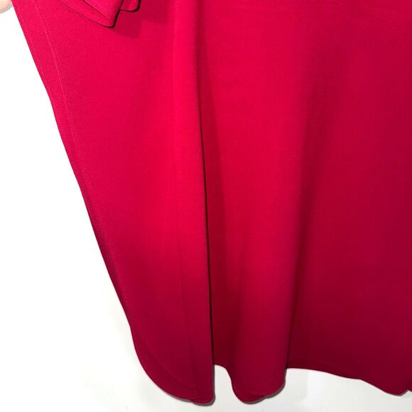Halston Heritage V Neck Draped Sleeve Dress - Crimson 6 - Picture 6 of 9